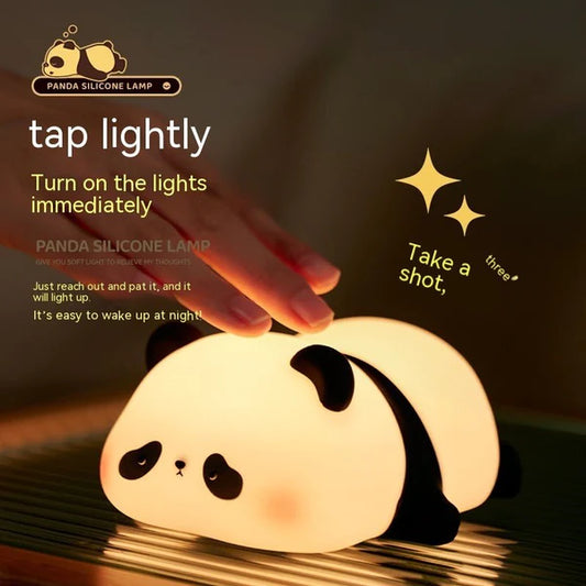 Panda Night Lights Animal Silicone Timing Rechargeable Lamp Cartoon Panda Bedroom